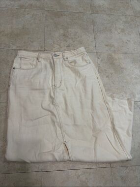 Blank NYC Cream Denim Midi Skirt